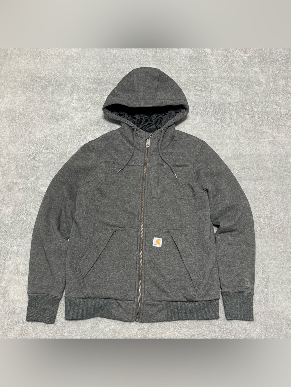 Carhartt Rain Defender Full Zip Hoodie Jacket Gray Womens S Quilted Lined Work